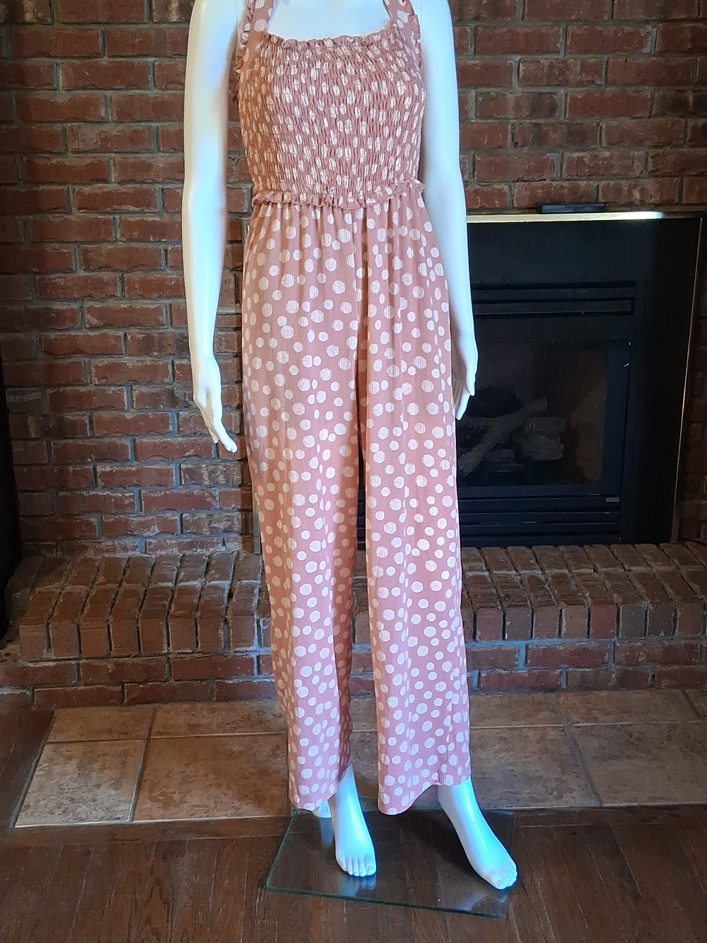 Candie's Rose Pink Striped Jumpsuit - Picture 2 of 7